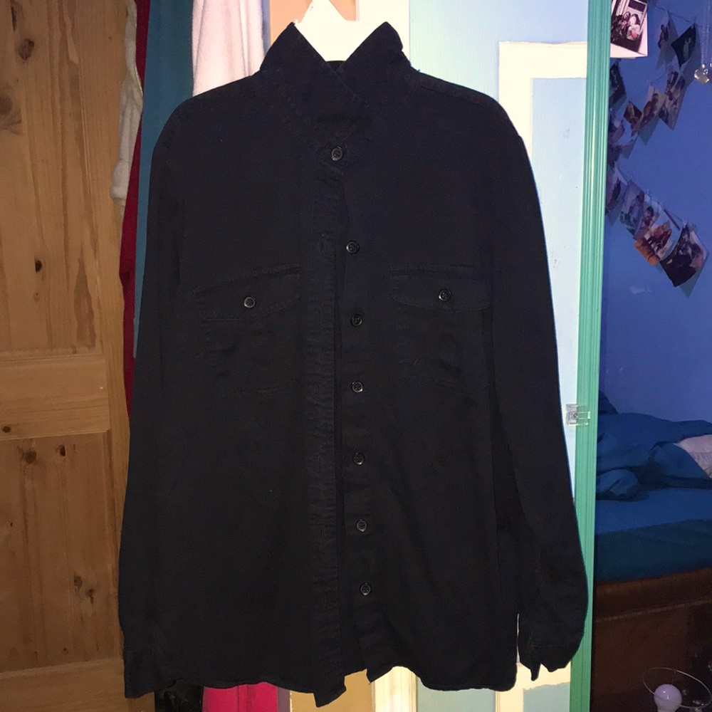 Black long sleeve button up. Size L. Worn once.